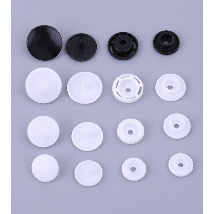 Combo 10 bộ cúc bấm nhựa, nút áo 10mm, 12mm, 14mm