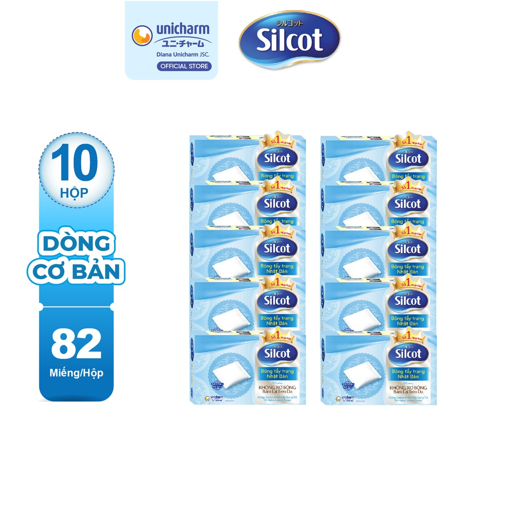 Combo 10 Hộp Bông tẩy trang Silcot cơ bản 82 miếng/hộp