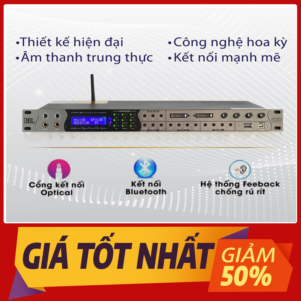 Vang Lai Số Giá Rẻ Nhât 2023, Vang Số Chuyên Nghiệp JBL UR30 PRO , Màn Hình LCD Hiển Thị, Kết Nối Bl