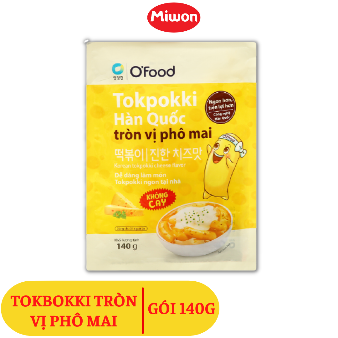 [KÈM SỐT NẤU] Tokbokki Hàn Quốc O'Food TRÒN VỊ PHÔ MAI không cay gói 140g thơm ngậy, nấu trong 2 phút
