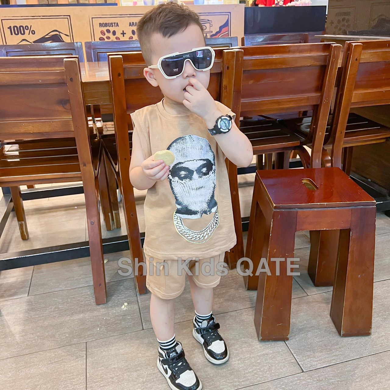 <<>> bộ áo ba lỗ chất 100% cotton phối quần túi hộp in hình sành điệu dành cho bé -shin kids qate , đồ hè cho bé , ba lỗ bé trai