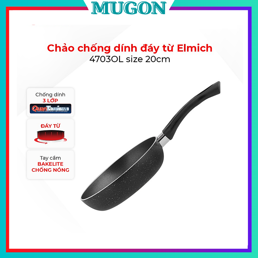 Chảo chống dính đáy từ cao cấp Elmich 4703OL size 20cm