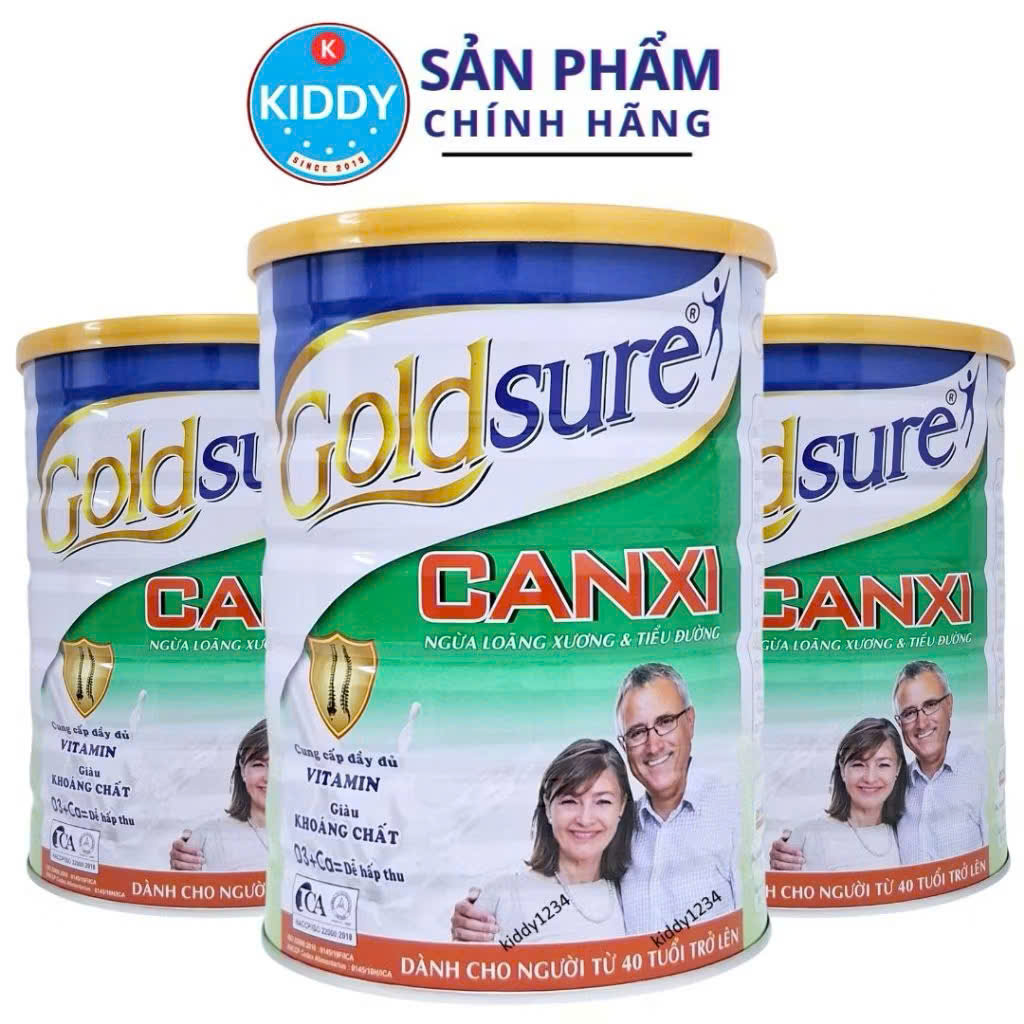 Sữa GOLDSURE CANXI 900G dành cho người già, ngừa loãng xương, tiểu đường (mẫu nắp lùn)