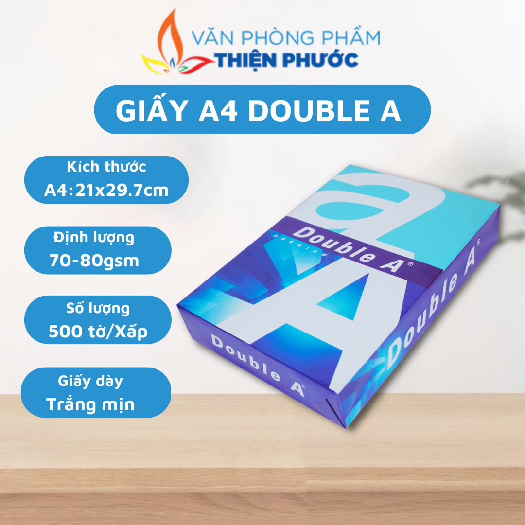 Giấy A4 Double A 80gsm dày 500 tờ THIỆN PHƯỚC