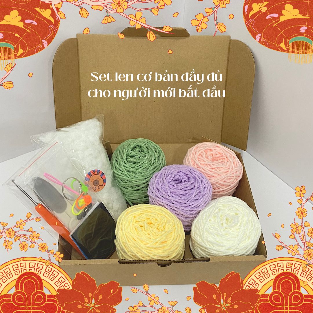 Bộ móc len cơ bản| Set nguyên liệu cho người mới bắt đầu móc len| Set DIY móc len