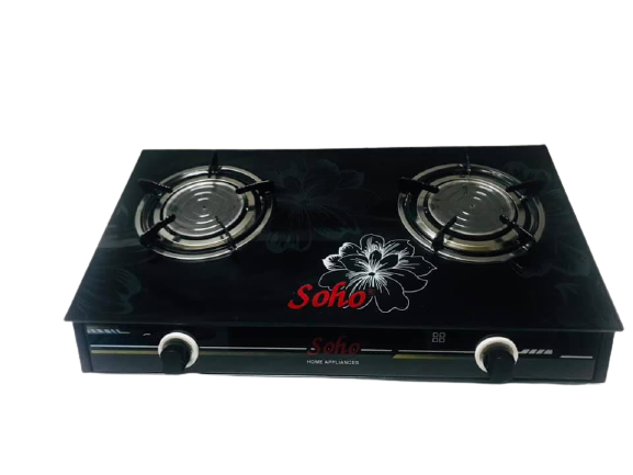 Bếp gas dương mặt kính hồng ngoại 2 vòng nhiệt Soho -899HGVSG (Gang đúc lớn 12cm)