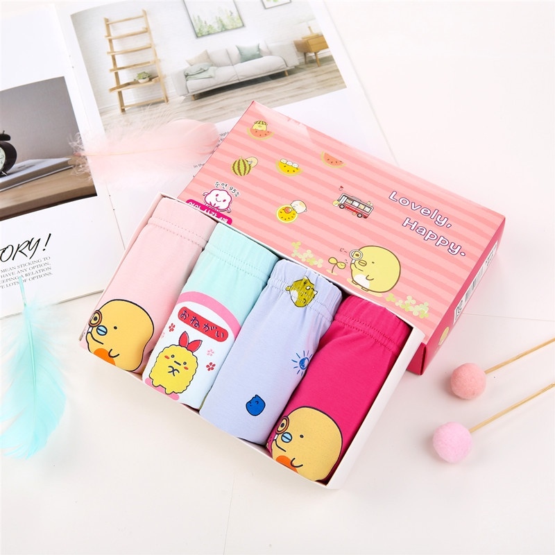 Set 4 quần lót dạng đùi BOXER bé gái phong cách Hàn Quốc MK-D04