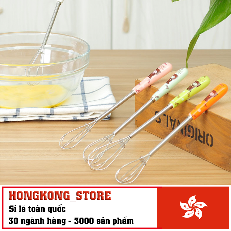 Cây đánh trứng mini hàng cao cấp - Cây đánh trứng inox cán sứ đẹp độc đáo