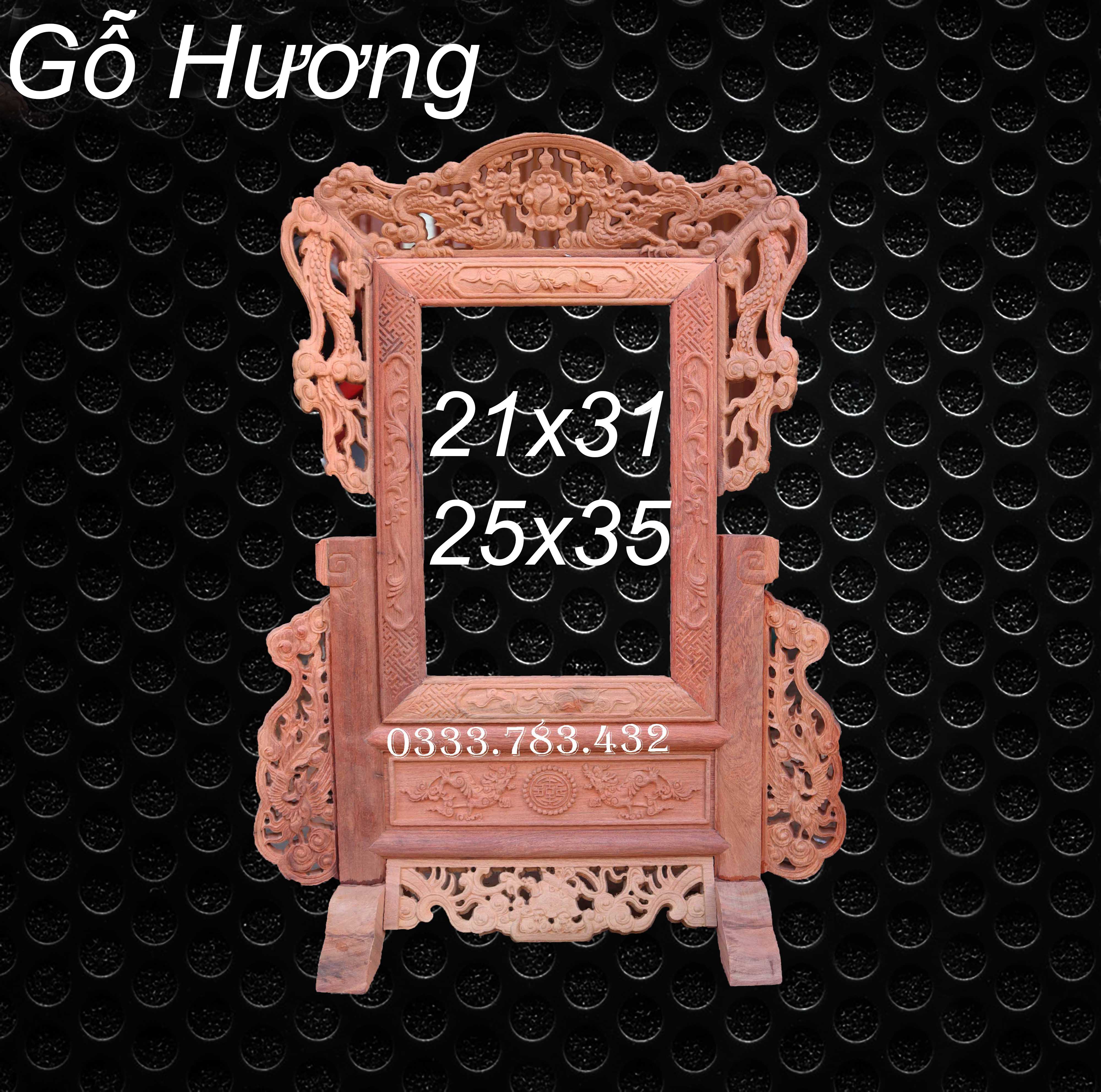 Khung ảnh thờ,khung thờ gia tiên,khung ảnh thờ tứ linh gỗ hương cao cấp