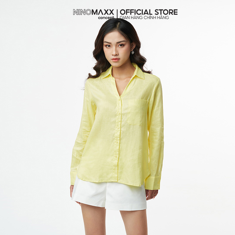 N&m áo sơ mi linen nữ tay dài 2203021