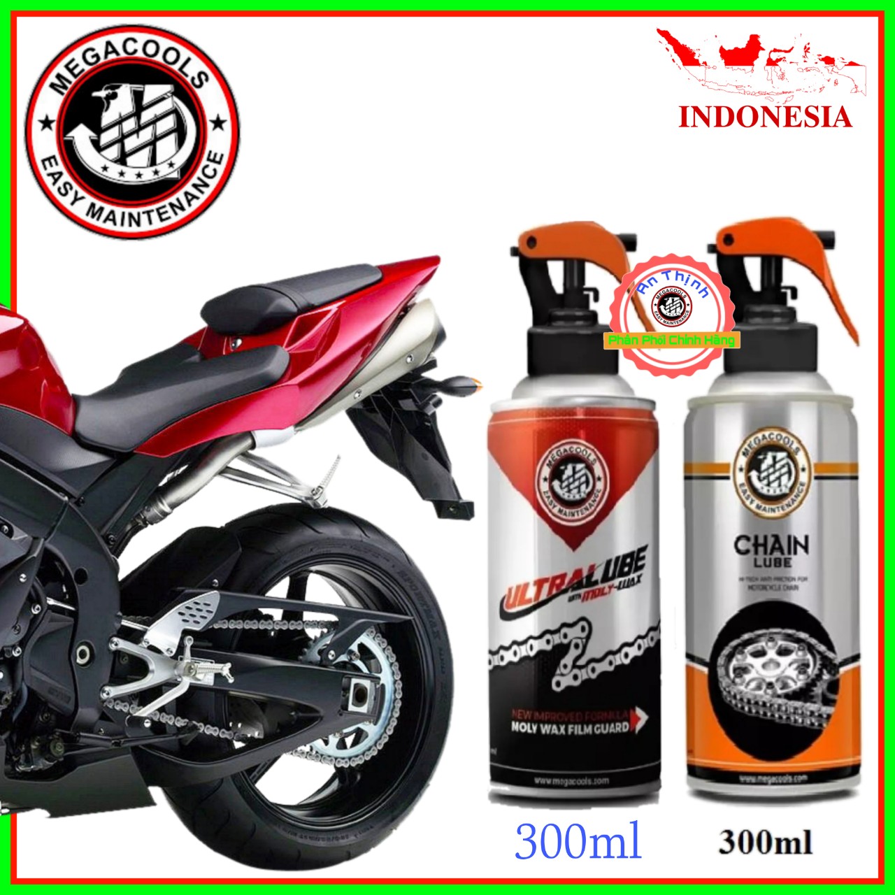 [HCM]XỊT DƯỠNG SÊN  CAO CẤP CHÍNH HÃNG MEGACOOLS ULTRA 300ML-DÙNG ĐƯỢC CHO SÊN CÓ PHỐT: O-Ring,X-Ring,Z-Ring- NHẬP KHẨU NGUYÊN CHAI TỪ IDONESIA.