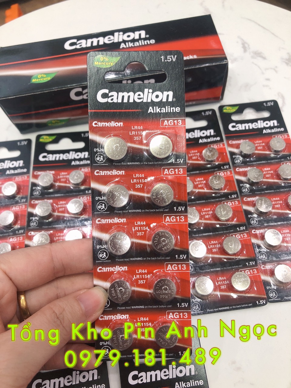 Vỉ 10 viên pin ag13 / lr44 / a76 / 1166a / lr1154 /357 chính hãng camelion alkaline 1.5v