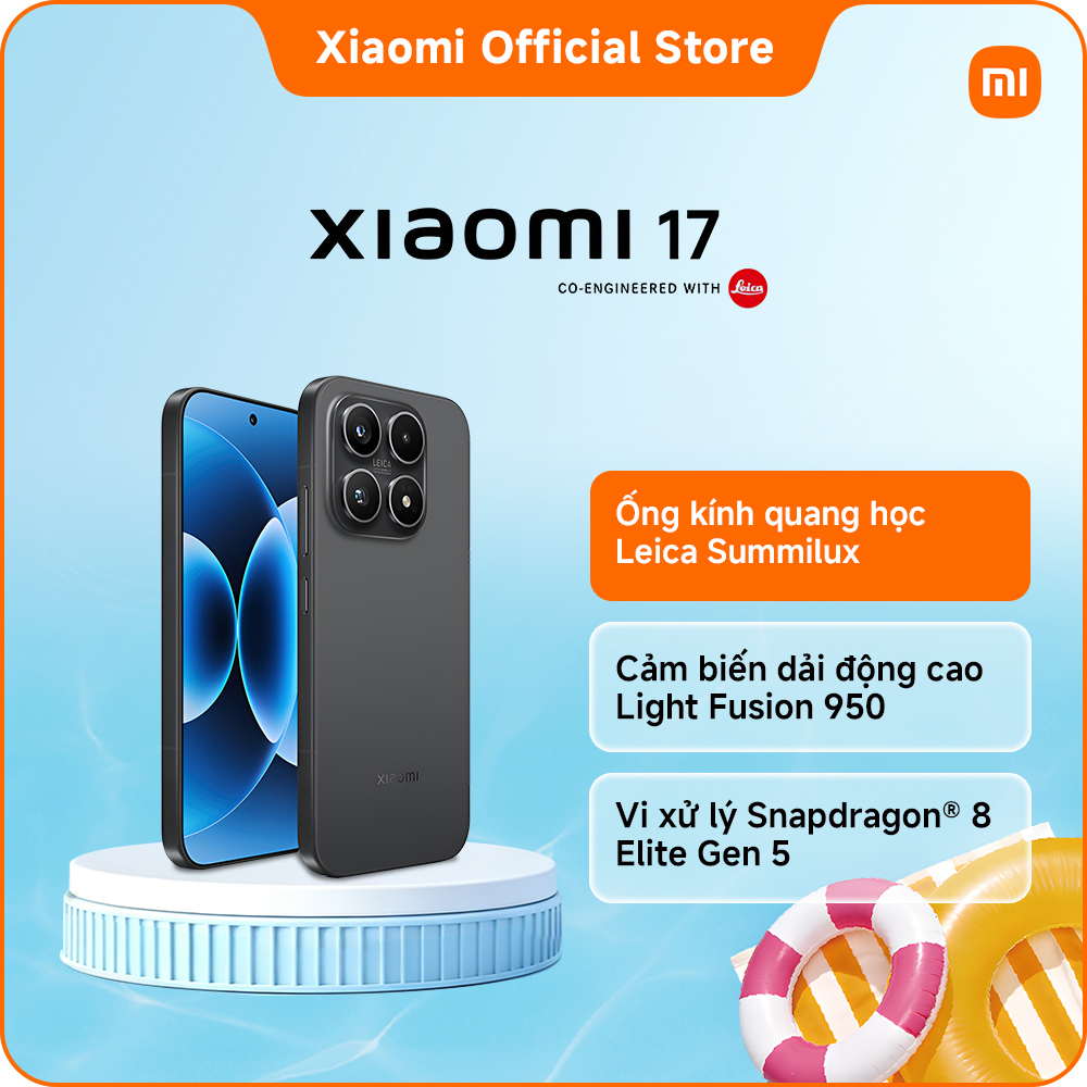 Điện thoại thông minh Xiaomi 17 (12+256GB|12+512GB)| Pin 6.330mAh (typ) siêu lớn| Ống kính quang học Leica Summilux| Vi xử lý Snapdragon 8 Elite Gen 5