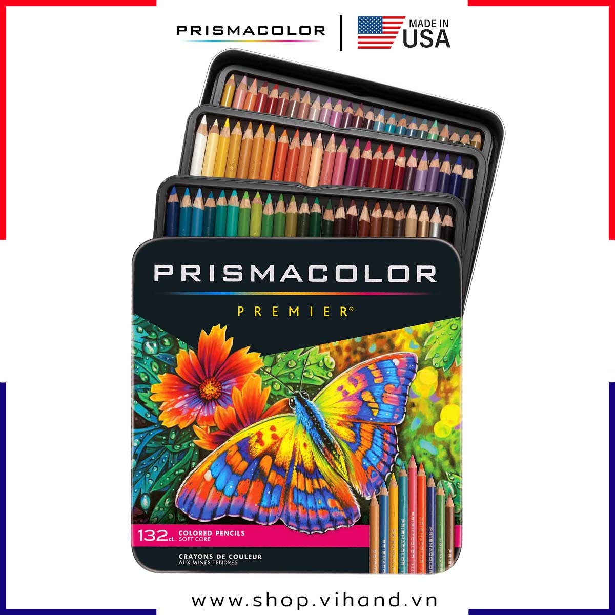 [VIHAND - CHÍNH HÃNG] Bộ bút chì màu hạng họa sĩ Prismacolor Premier Soft Core - 132 Màu