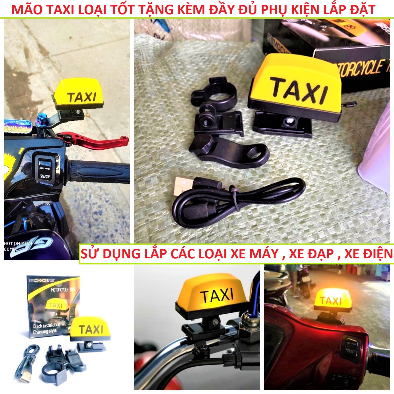 ĐÈN TAXI TRANG TRÍ XE MÁY XE ĐIỆN LOẠI TỐT NHIỀU HIỆU ỨNG CỰC ĐẸP, MÃO TAXI GẮN XE MÁY SIÊU CHẤT , ĐÈN LED TRANG TRÍ XE MÁY TẶNG ĐỦ PÁT GẮN , ĐỒ CHƠI XE MÁY , PHỤ KIỆN XE MÁY