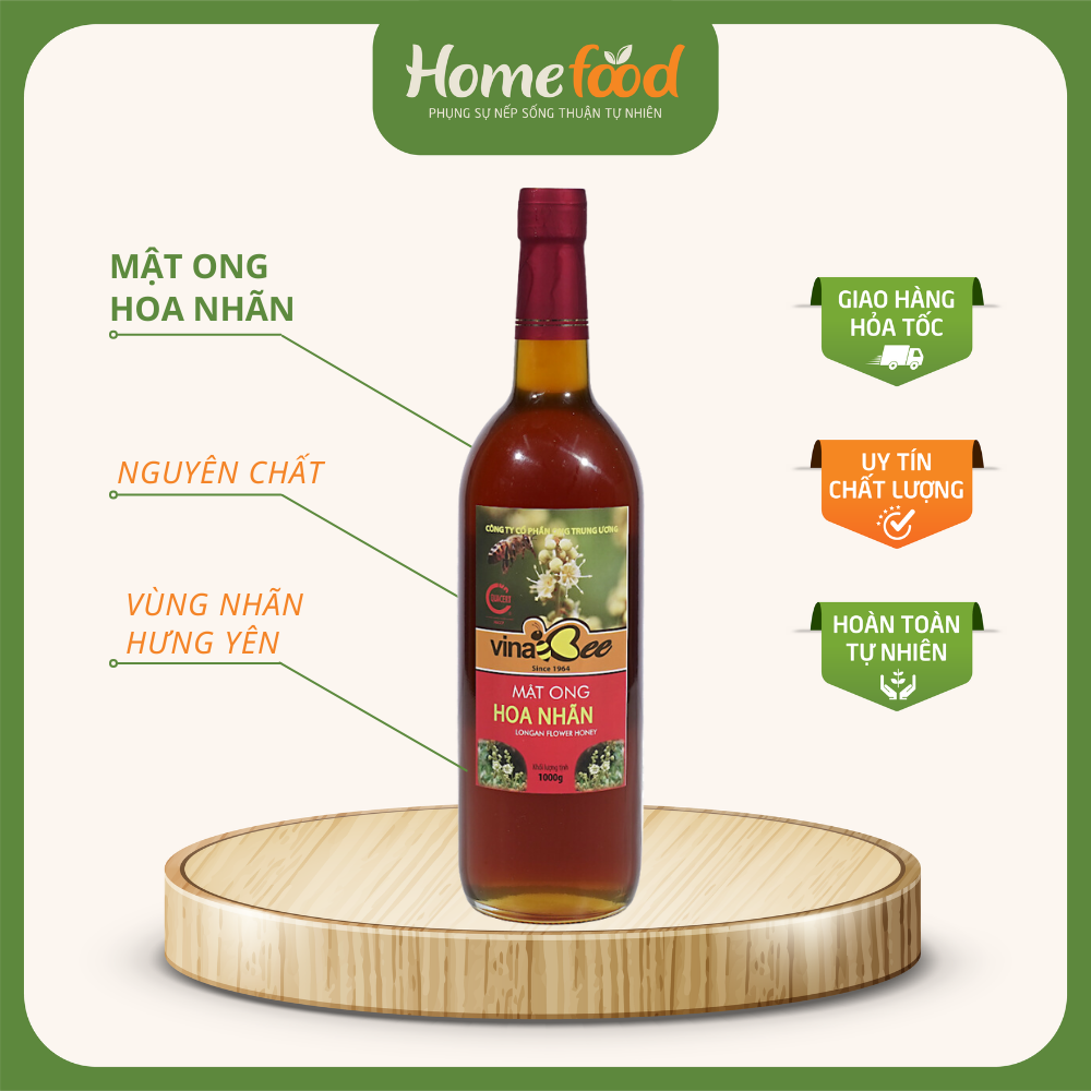 Mật ong nhãn chai 1000g/ mật ong hoa nhãn nguyên chất/ Mật ong tự nhiên