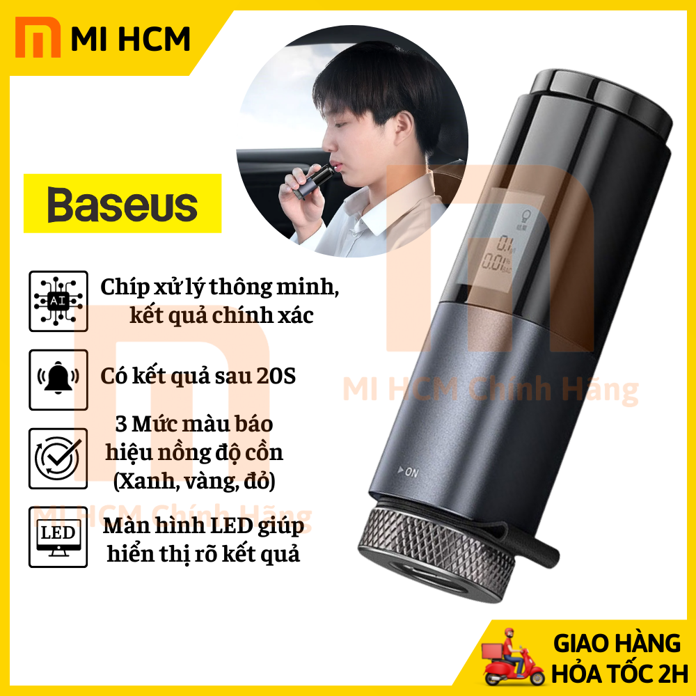 Máy đo nồng độ cồn Baseus Digital Alcohol Tester CRCX-01 kiểm tra nồng độ cồn trước khi lái xe tiện lợi chính xác