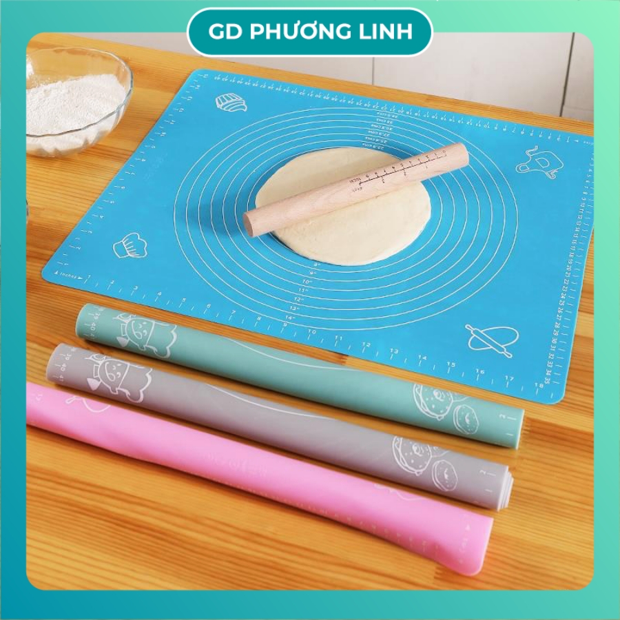 Tấm lót nhào bột silicon , cuộn bột, làm bánh 50x40cm