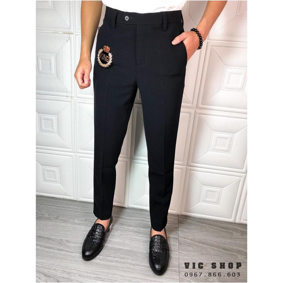 Quần tây âu nam thêu logo KING ĐÍNH ĐÁ Cao Cấp vải Siêu Đẹp