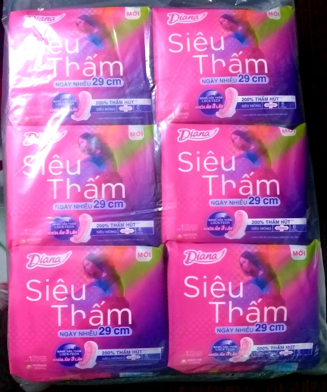 COMBO 6 GÓI DIANA NGÀY NHIỀU 29CM SIÊU MỎNG CÁNH - 200% THẤM HÚT