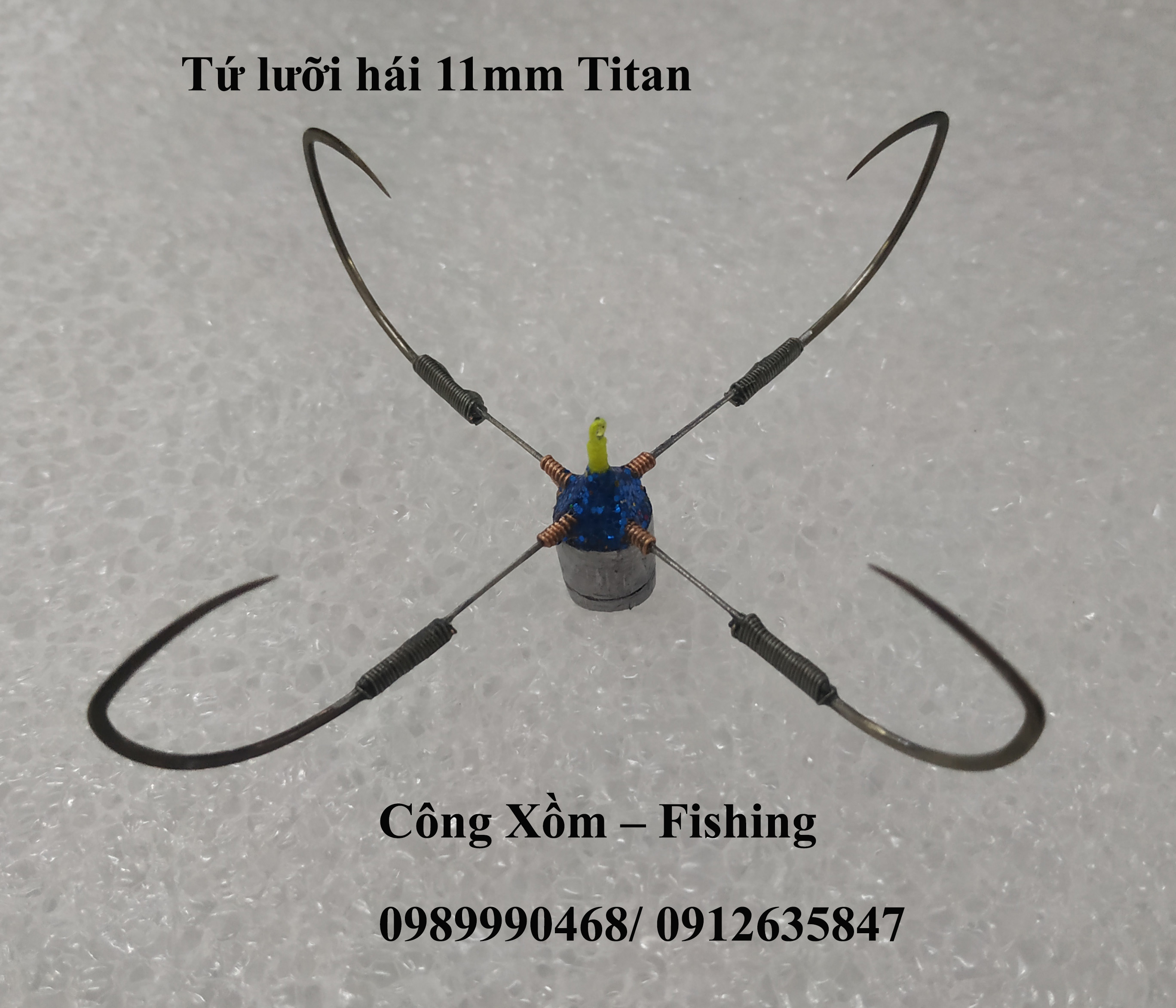 Lưỡi Câu chùm - Tứ lưỡi hái 11mm, tay Titan ( hàng cao cấp )