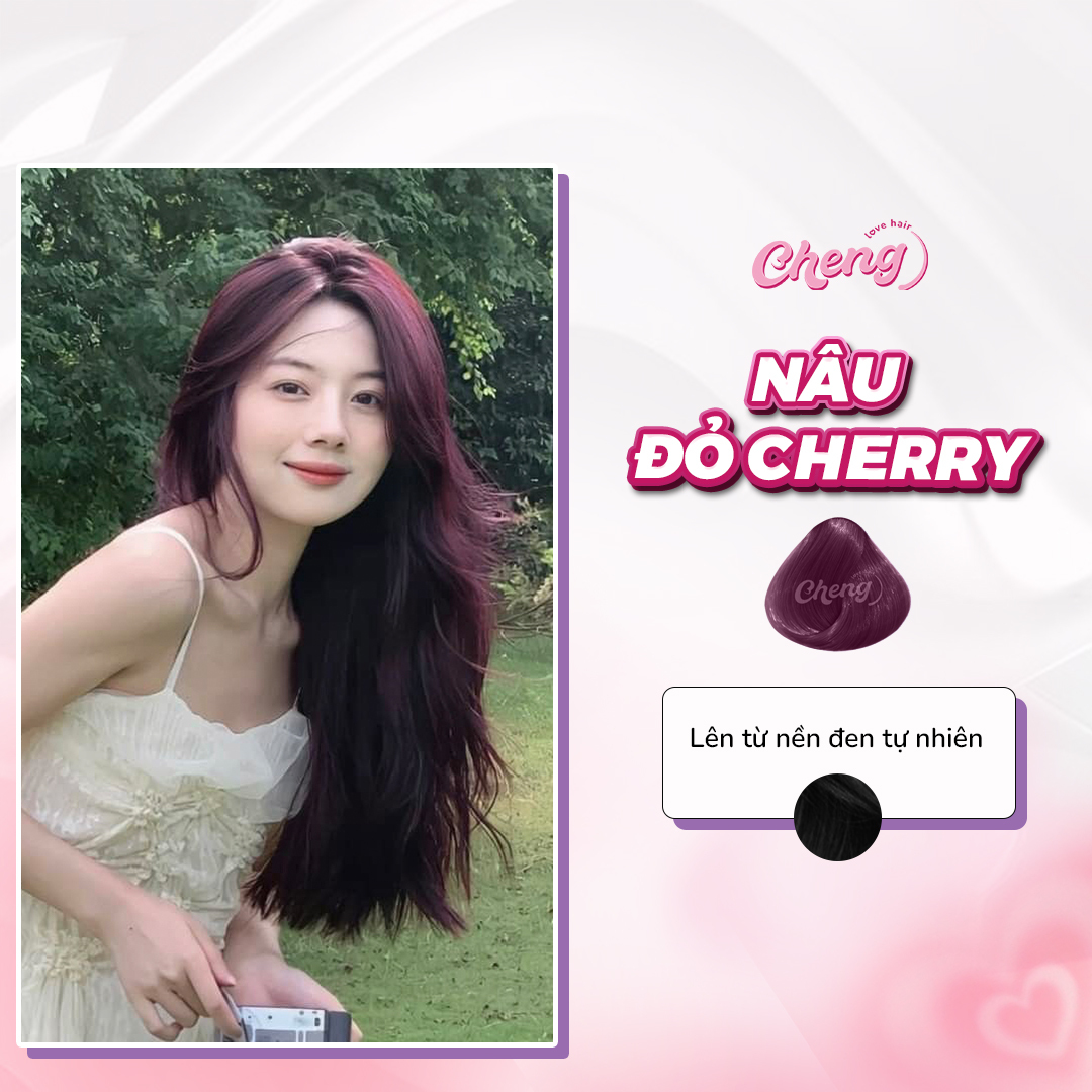 HOÀN TIỀN 15% - Thuốc Nhuộm Tóc Màu NÂU ĐỎ CHERRY Không Tẩy | Chenglovehair Chenglovehairs