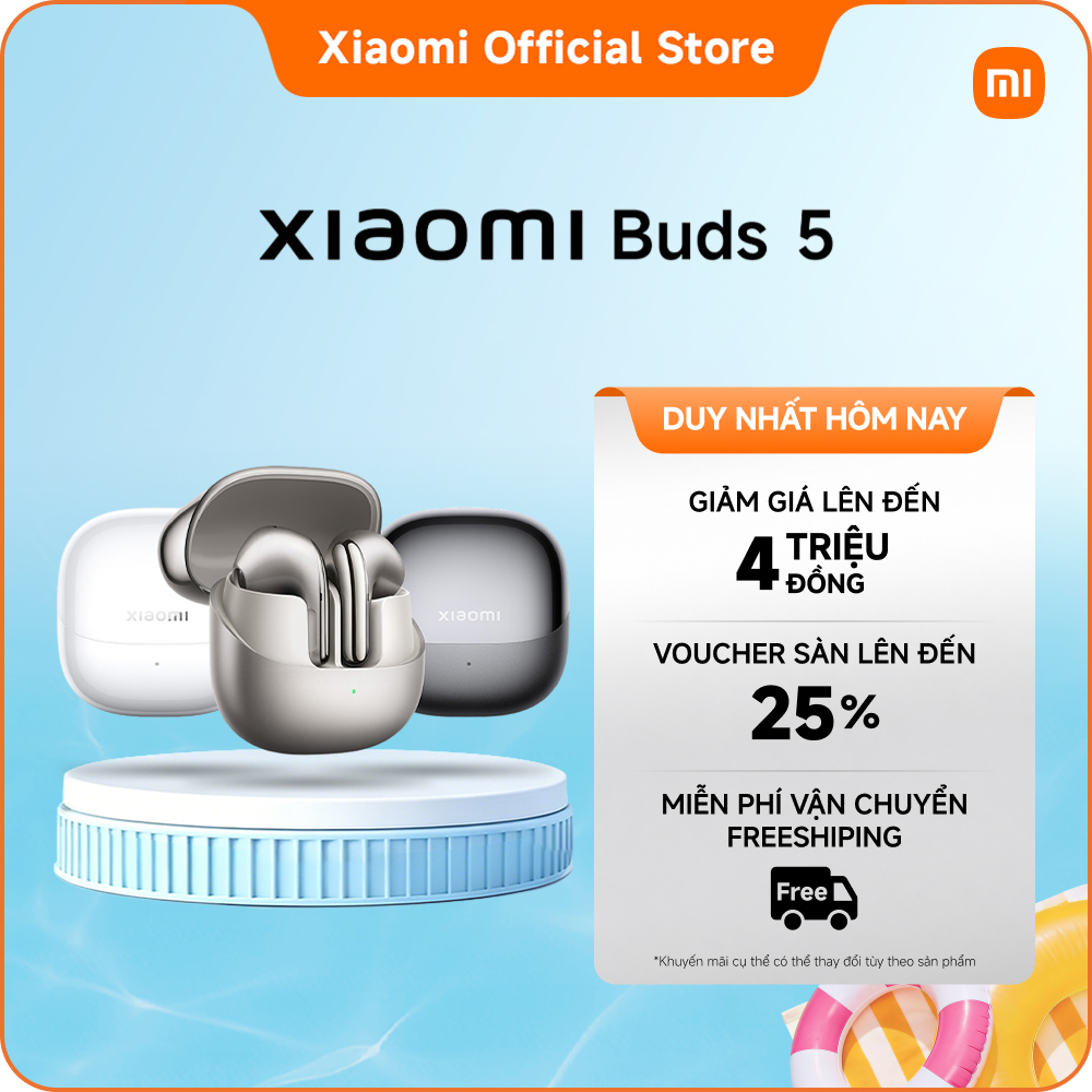 Tai nghe Bluetooth Xiaomi Buds 5 | Qualcomm® aptX™ Lossless và Hi-Res Audio | Trang bị công nghệ tinh chỉnh Harman AudioEFX và tích hợp âm thanh nổi | Ba micrô với công nghệ khử tiếng ồn bằng AI