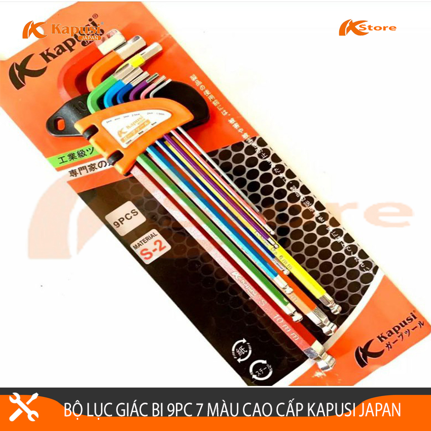 BỘ LỤC BI 9 CHI TIẾT 7 MÀU CAO CẤP KAPUSI JAPAN - LỤC GIÁC CHỮ L NHẬT BẢN, BẢO HÀNH 6 THÁNG HÀNG TIÊU CHUẨN NHẬT BẢN - LỤC GIÁC ĐA NĂNG