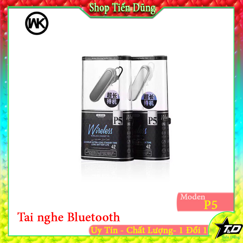 Tai nghe bluetooth wk p5 thương hiệu remax dòng 1 tai có micro âm thanh lớn