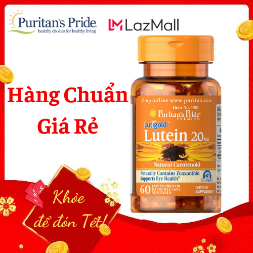Viên uống bổ sung lutein giúp sáng mắt, ( HSD30/ 12/2025) cải thiện thị lực Puritan's Pride Lutigold Lutein 20mg 60 viên