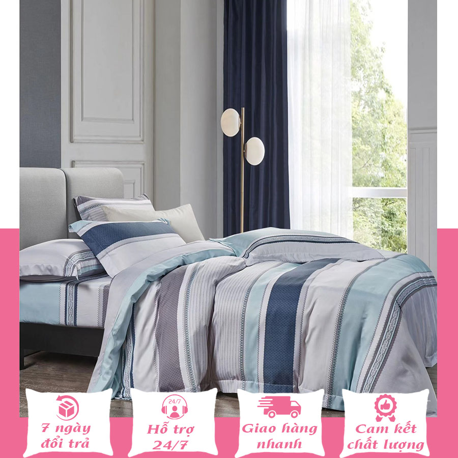 Giá ưu đãi - trọn bộ chăn ga lụa tencel 60s siêu mát mịn, có ga nệm, áo gối nằm, áo gối ôm dây kéo, mền ruột lông vũ