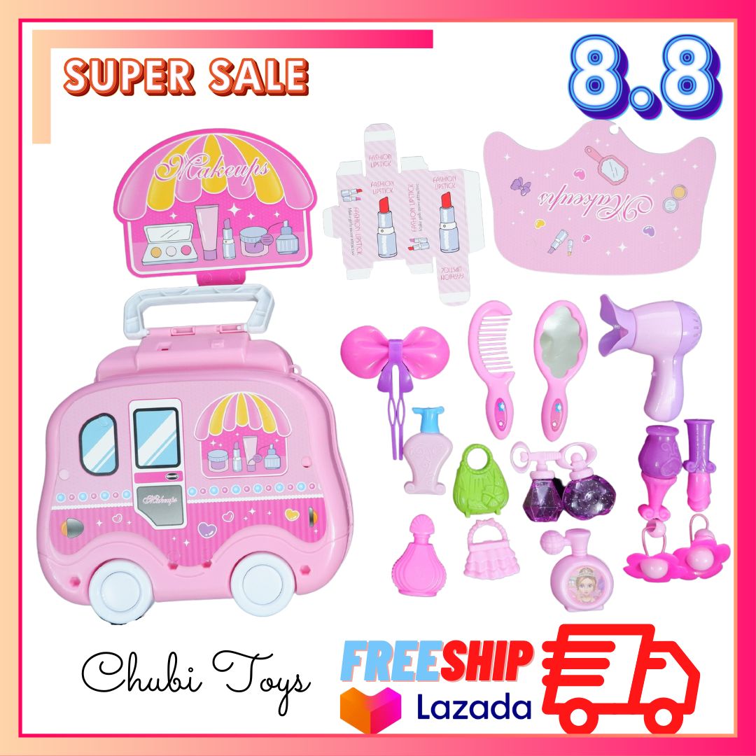 Bộ đồ chơi trang điểm cho bé gái mẫu vali hồng nhiều chi tiết kèm phụ kiện  - Đồ khuyến mãi giá tốt