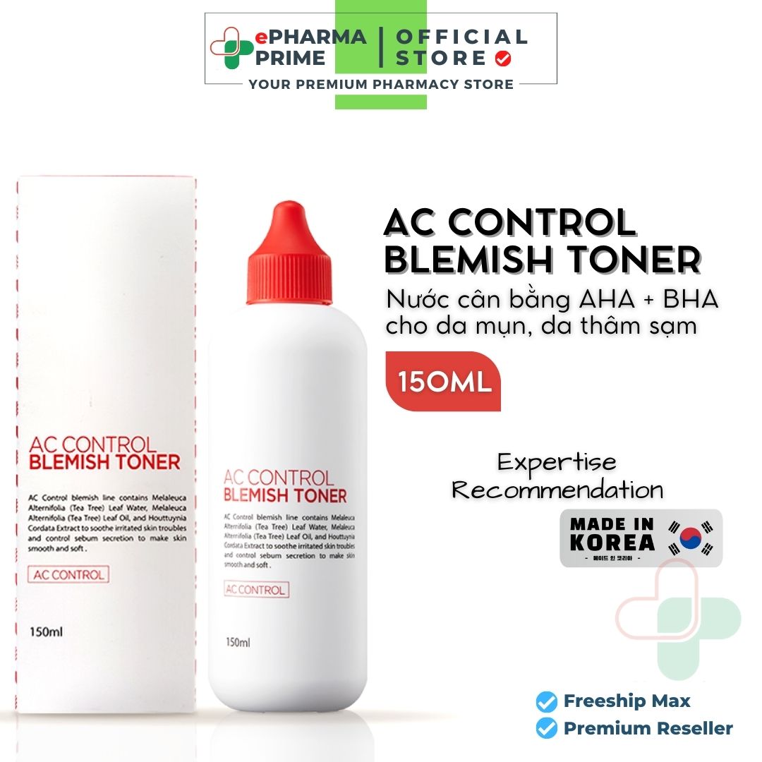 Toner goodndoc ac control blemish nước cân bằng tẩy da chết aha + bha cho da mụn, da thâm sạm 150ml