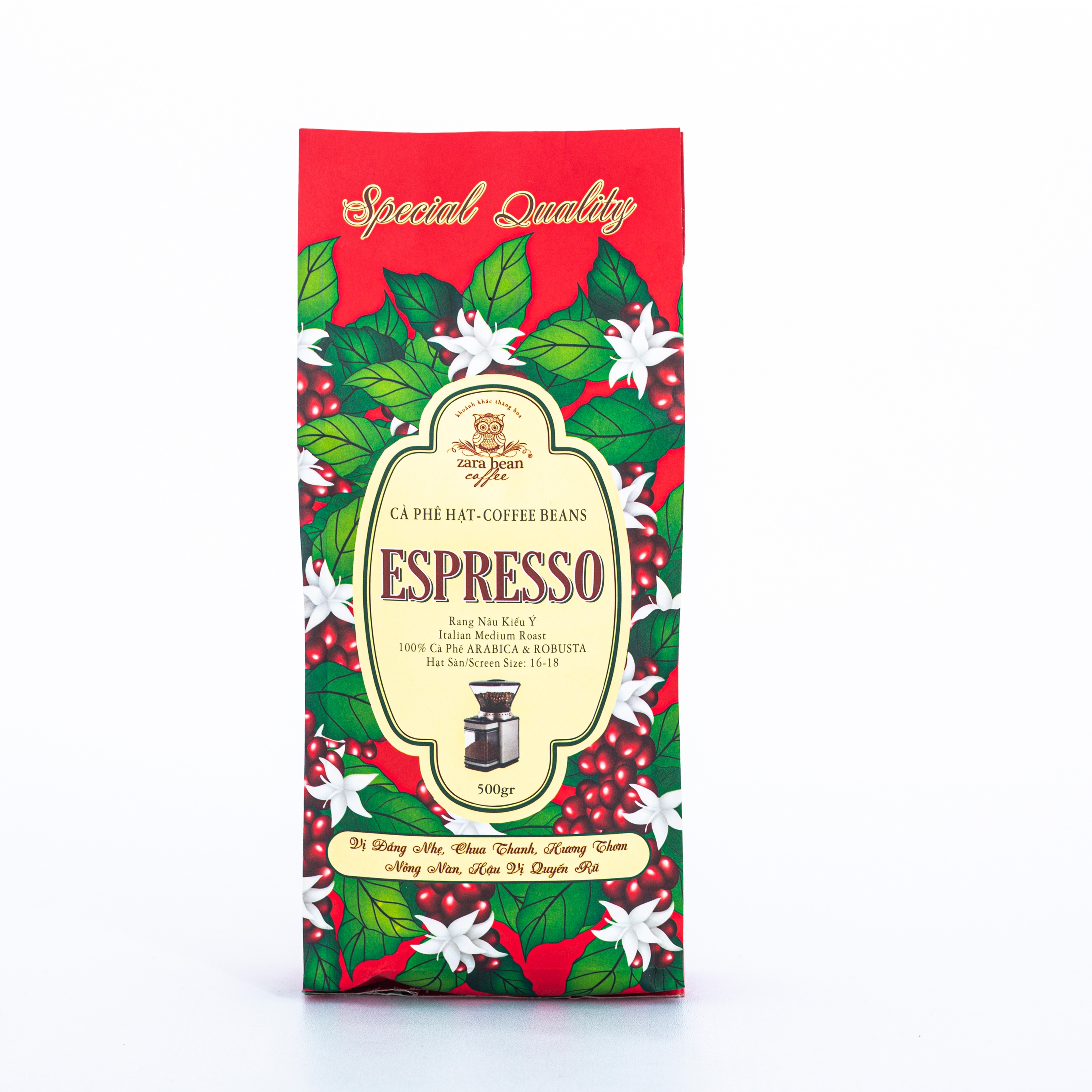 [HCM]CÀ PHÊ HẠT ESPRESSO BLEND - TÚI 500g  - Zara Bean Coffee