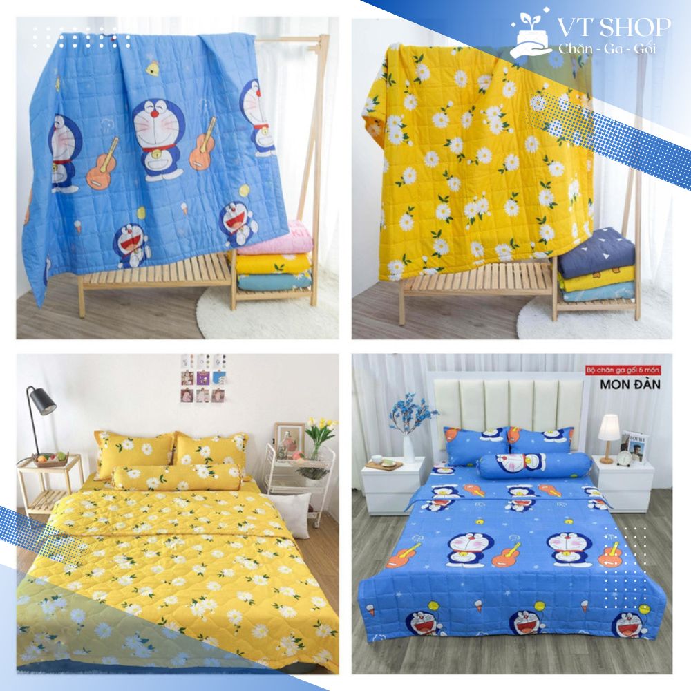 Set 5 món chăn hè ga gối chất liệu Poly Cotton siêu bền đẹp, họa tiết đa dạng [Giá hủy diệt]