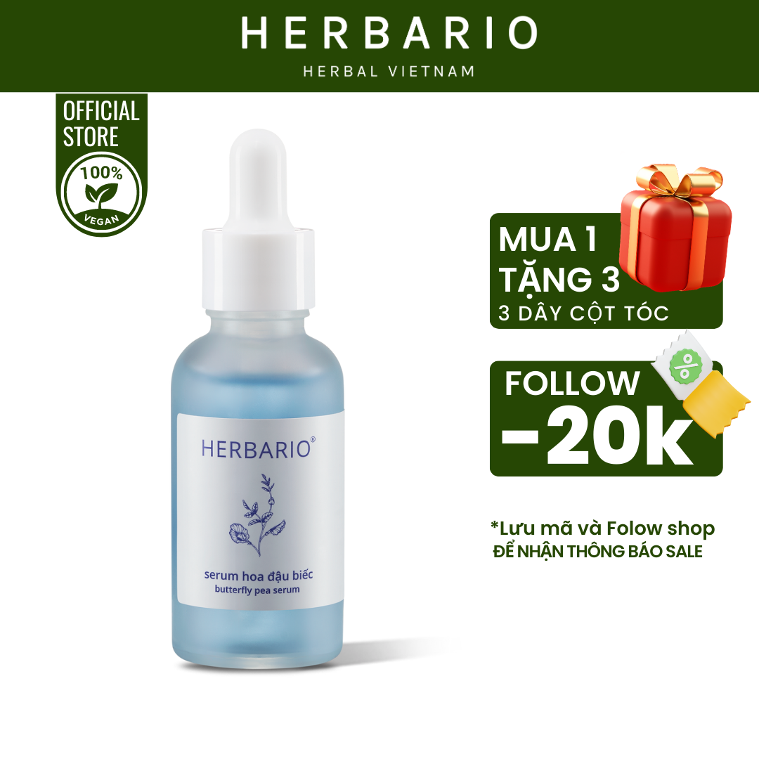 Serum tinh chất dưỡng da hoa đậu biếc Herbario 30ml ngăn ngừa lão hoá da
