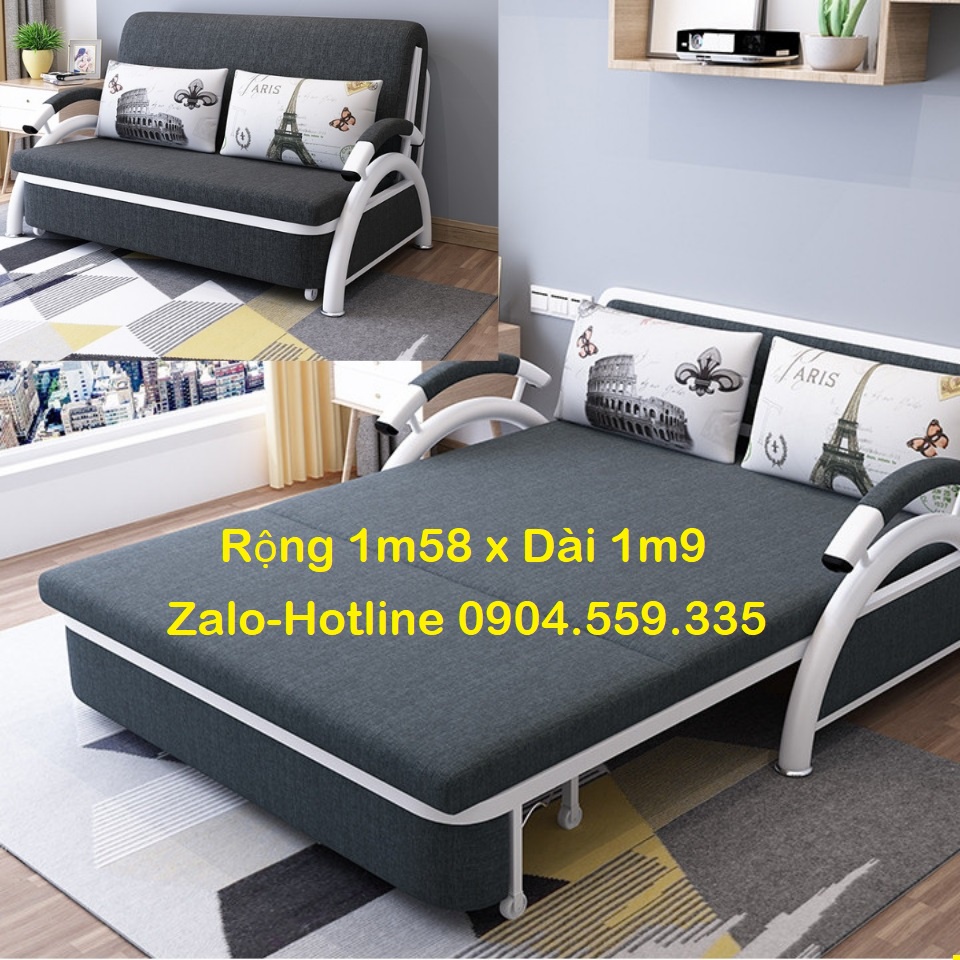 Sofa giường thông minh chuyển đổi thành ghế hàng nhấp khẩu cao cấp, Kích thước Rộng 1m58 x Dài 1m9
