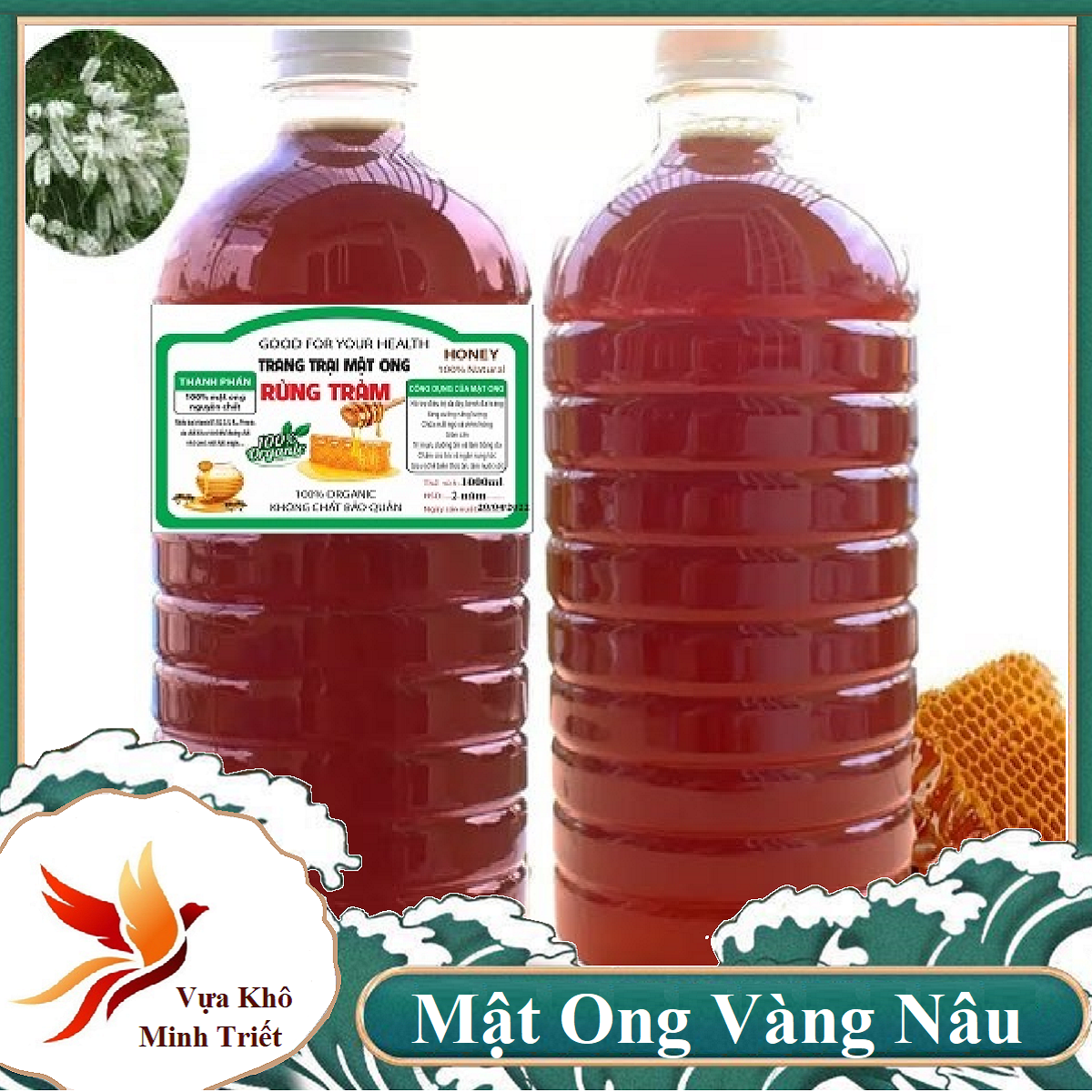 Mật ong nguyên chất rừng tràm 1 lít -giá gốc tại trang trại- vựa khô minh triết