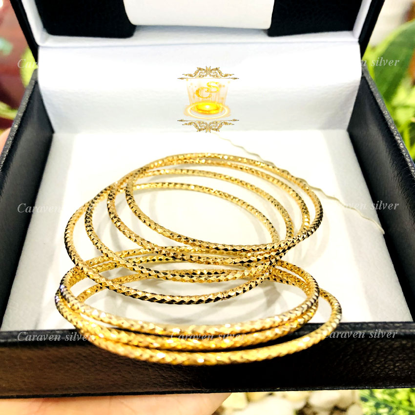 [Hàng cao cấp-Mẫu tiệm vàng] Bộ vòng xi men 7 chiếc cao cấp mạ vàng 18k cắt kim cương - Tặng kèm 1 túi nhung đỏ đựng vòng, công nghệ xi và khắc máy cực chuẩn - Caraven silver - QC05