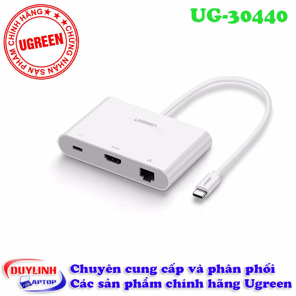 Cáp usb type c to hdmi + ethernet+hub , ethernet: 10/100mbps ugreen 30440