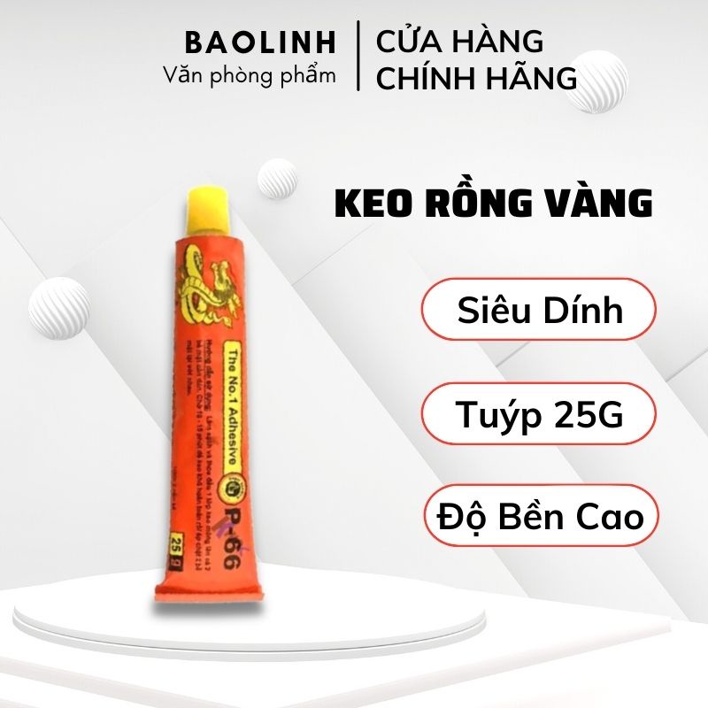 Keo Vàng Rồng Đa Năng - Keo Rồng Vàng P-66 tuýp 25g, Keo Dán Đa Năng, Tiện Ích, Chuyên Dụng- Vanphongpham.baolinh