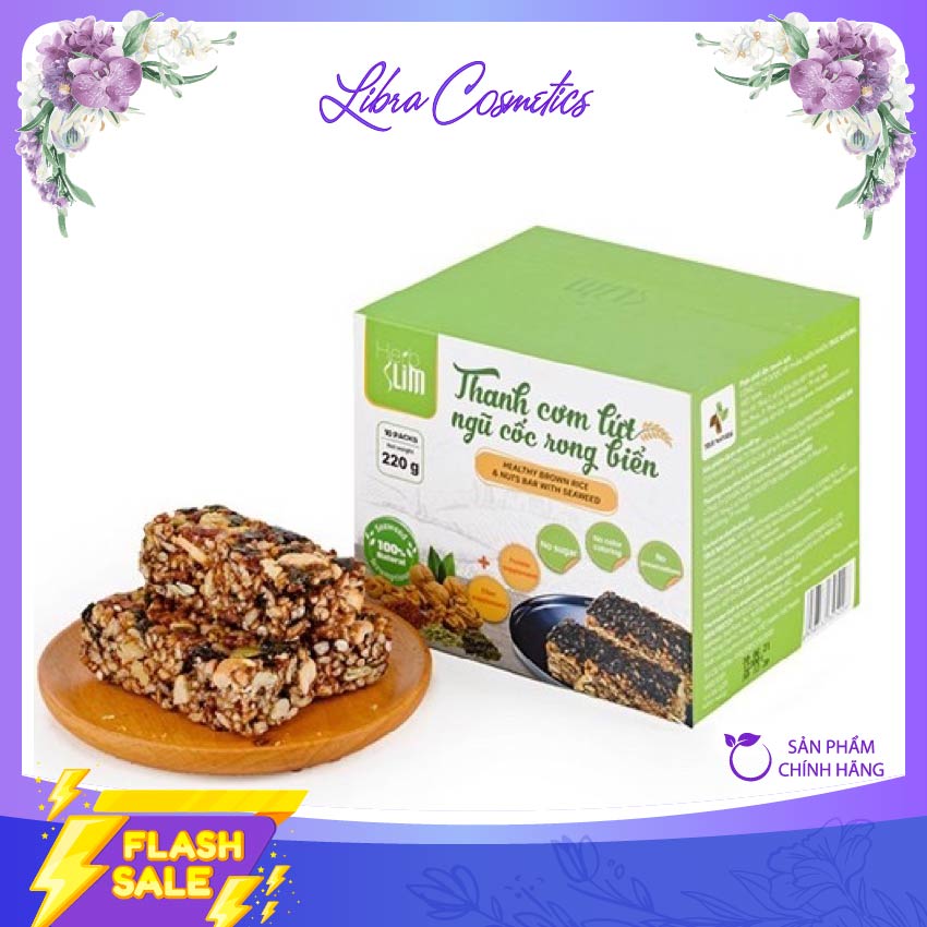 Thanh cơm gạo lứt sấy ngũ cốc HerbSlim, vị chà bông, vị rong biển