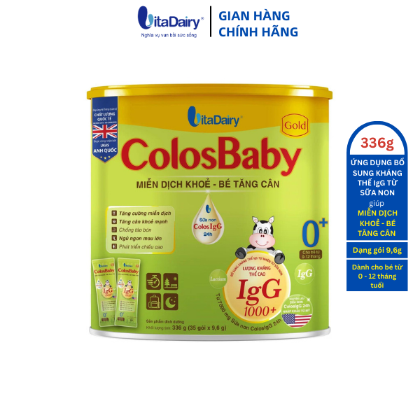 Sữa bột ColosBaby Gold 0+ 336g hỗ trợ tăng cân, miễn dịch khỏe cho bé (Dạng Gói Tiện Lợi) - VitaDairy