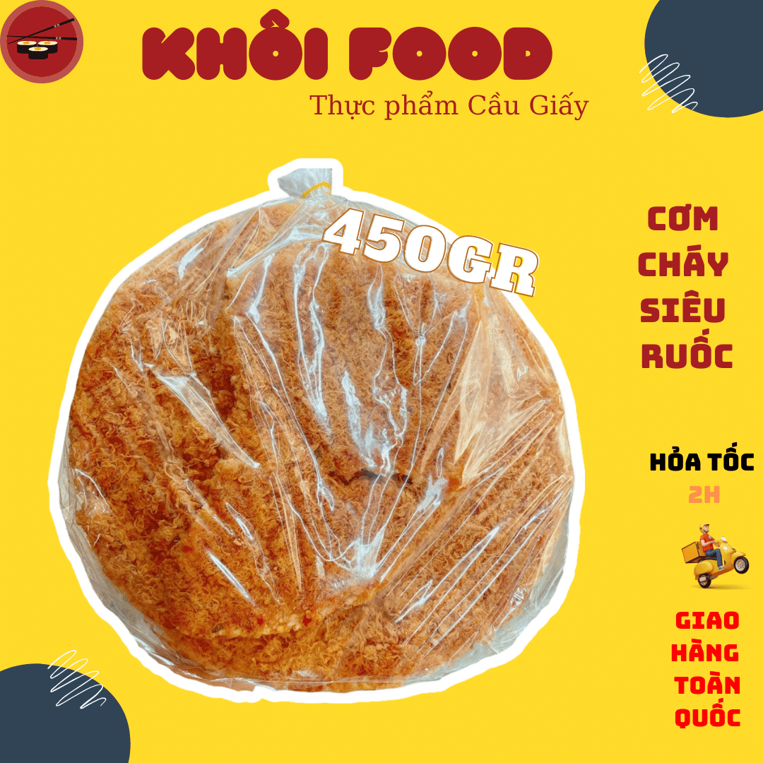 Cơm cháy chà bông Sài Gòn siêu nhiều ruốc túi 500g, size 30cm