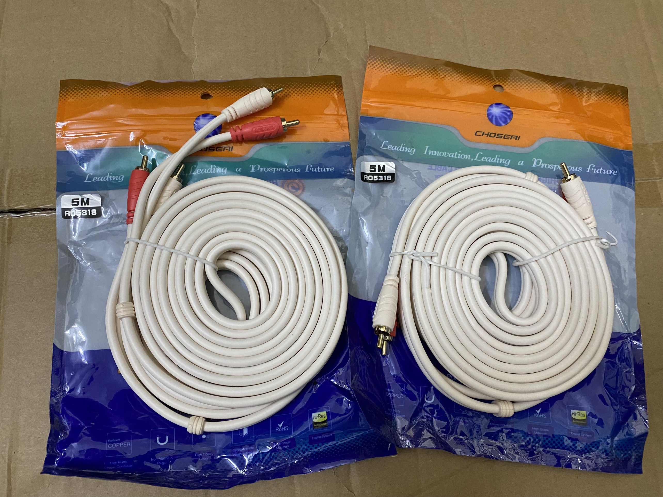 Dây av 2 ra 2 choseal ro5218 lõi đồng chống sôi-nhiễu, dây av 2 đầu hoa sen cao cấp dài 1m-1.8m-3m-5m-10m