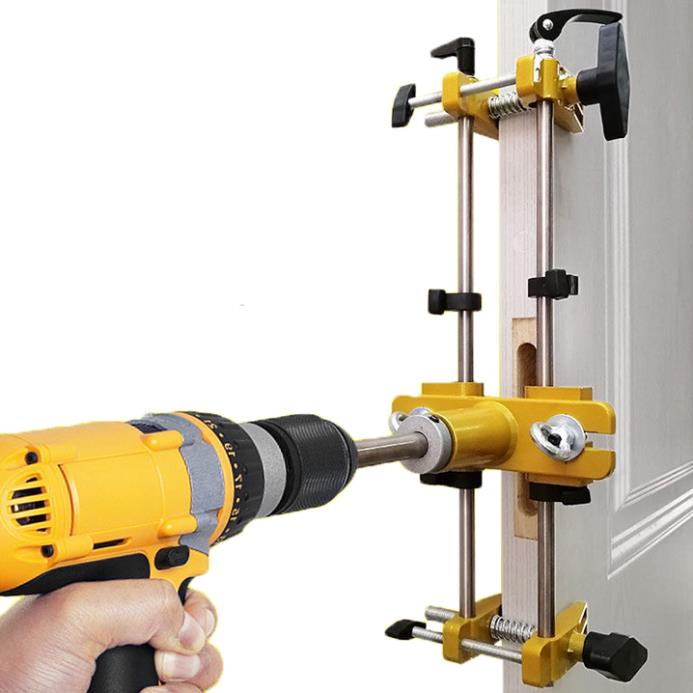 Bộ cữ khoan khóa, đục khóa cửa Đài Loan chất liệu thép mix nhựa ABS tặng kèm 3 mũi khoan khóa hợp kim Vonfram cacbit, 1 Bộ full phụ kiện