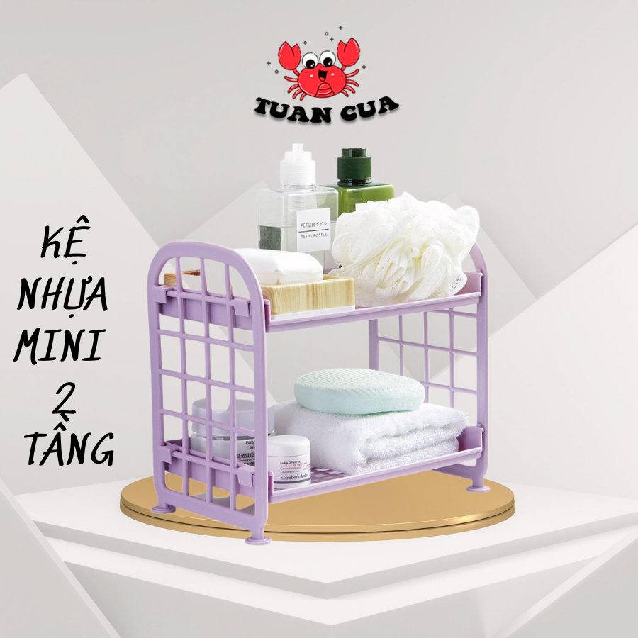 Kệ nhựa mini 2 tầng - Giá để đồ 2 tầng mini lắp ghép, kệ nhựa để vật dụng 2 tầng, giá để đồ mini để bàn, đồ gia dụng (GM02)tuancua