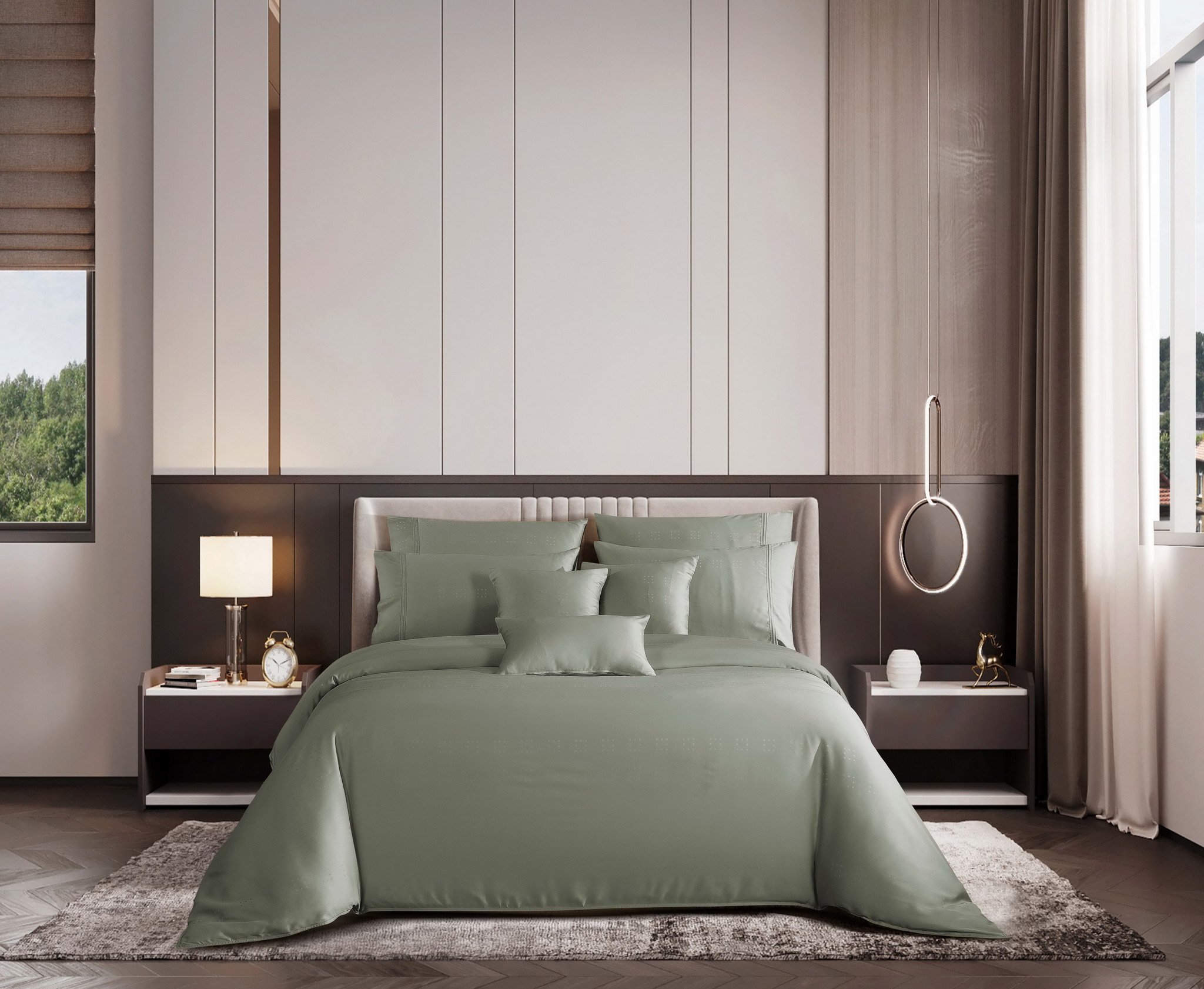 Bộ ga và Vỏ gối Akemi Tencel Modal Earnest Tiga Belas, gồm 5 món King Queen
