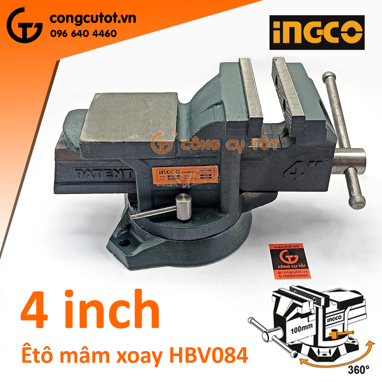 Eto kẹp bàn - Eto mâm xoay má kẹp INGCO HBV084 và TOTAL THT6146, THT6166 size tùy chọn