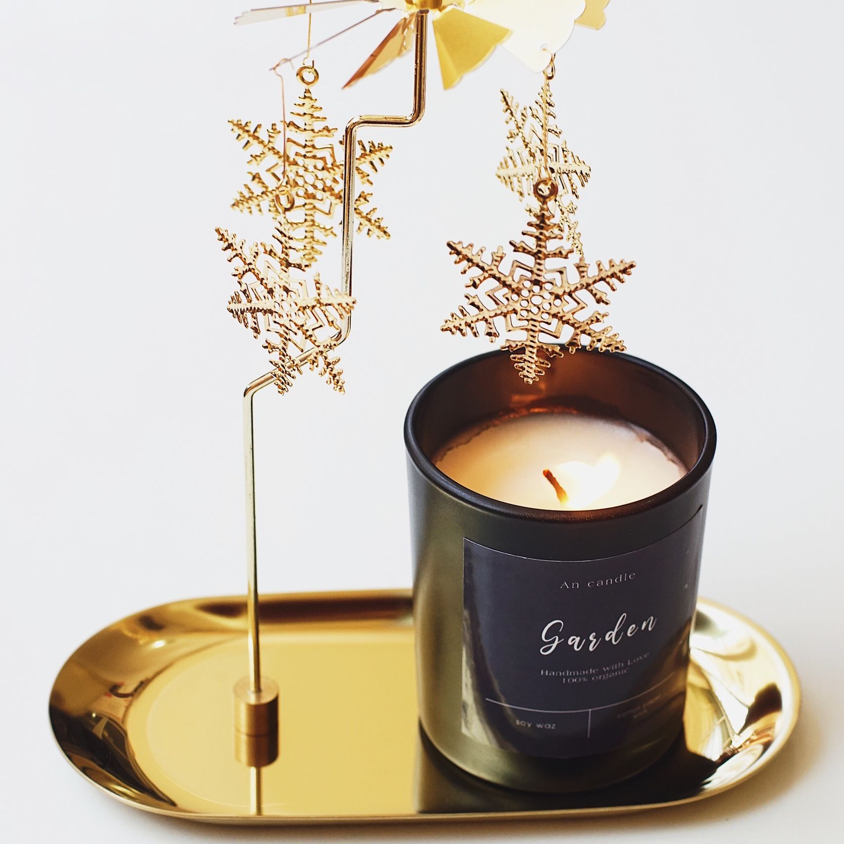 Phụ kiện nến thơm phòng trang trí An Candle, khay nến thơm xoay kim loại không gỉ